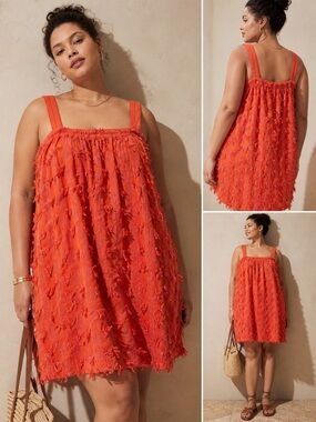 Anthro Plus Textured Fringe Tank Top Dress – Orange | Size 2X NWT